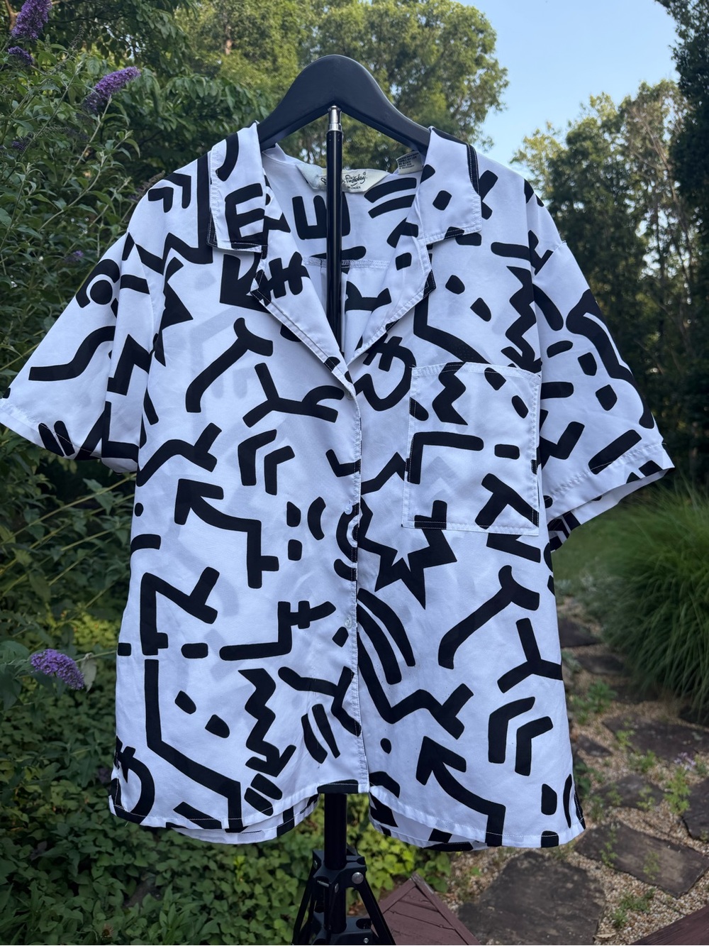 Diane Von Furstenberg Vintage 80’s Blouse with Abstract Print- Size 18W